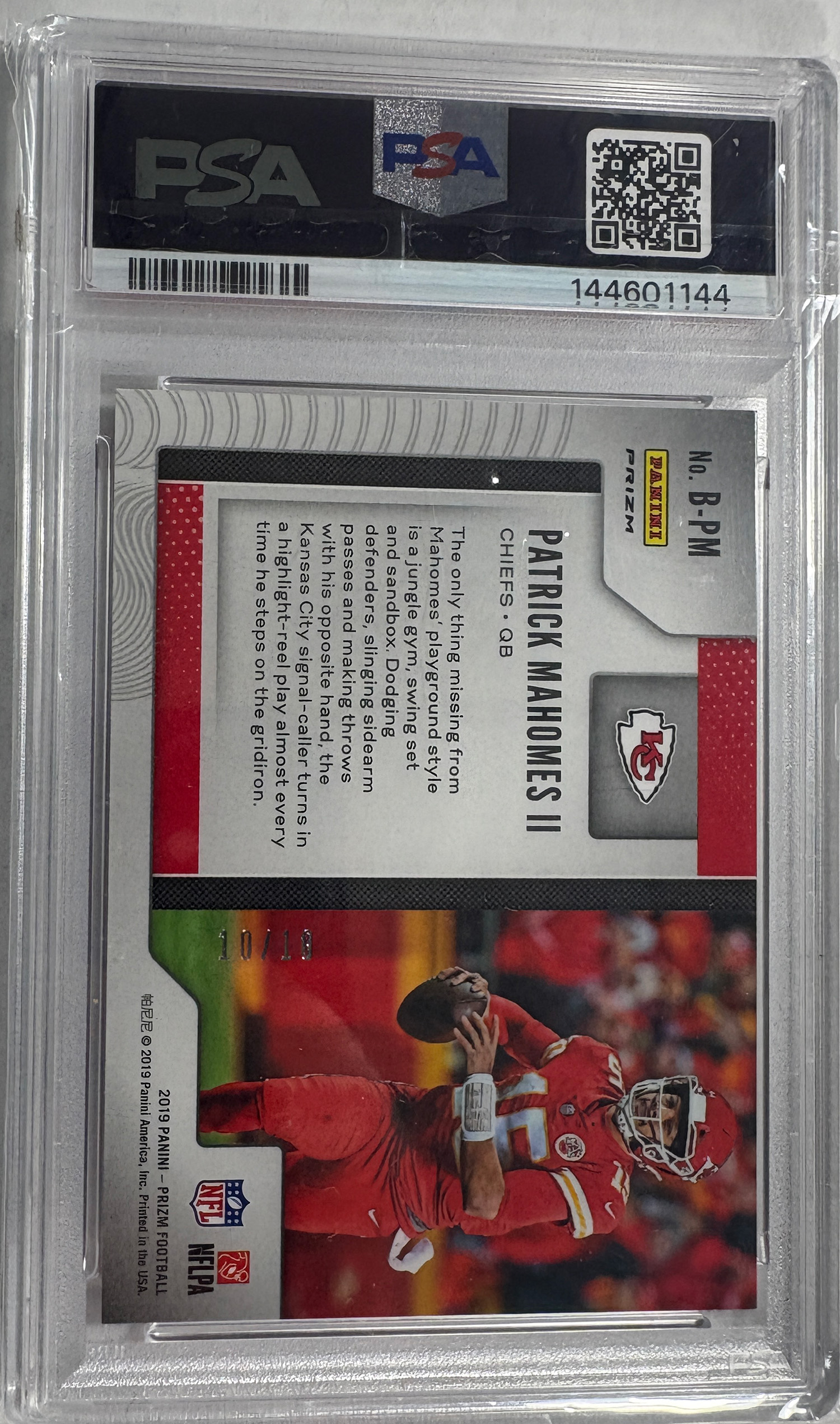 Brilliance Patrick Mahomes 2nd PSA9 Back FOOTBALL.JPG